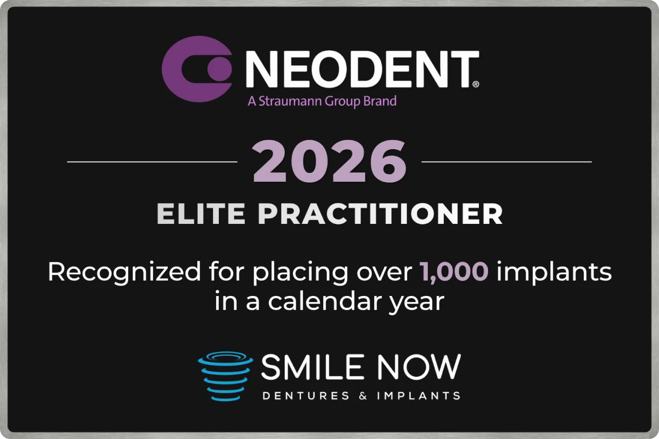 Smile Now Denver Dentures and Implants awarded Neodent Elite Practitioner in 2026 for placing over 1,000 dental implants in a calendar year.
